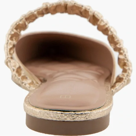 NEW BCBG Women's Gold Textured Mules - Picture 5 of 13